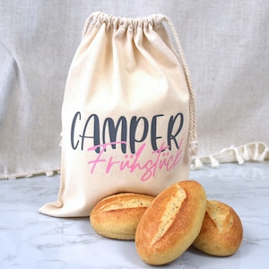 Cotton bread roll bag | personalized and sustainable bread bag | “Camper Breakfast”