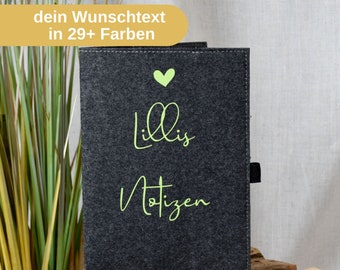 personalisiertes Notizbuch aus Filz | personalisiert mit dem Wunschtext | Geschenkidee mit Namen