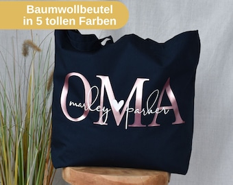 großer Baumwollbeutel - OMA mit den Namen der Enkelkinder | personalisiertes Geschenk der Enkel | Geschenkidee Shopper Tasche