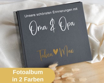 personalisiertes Fotoalbum mit Oma & Opa | mit den Namen der Enkelkinder | Erinnerungen sammeln | Spiralalbum Groß