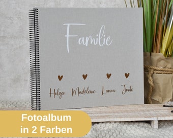 personalisiertes Fotoalbum für deine Familienbilder | mit den Namen der Familie | Erinnerungen sammeln | Spiralalbum Groß