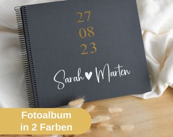 personalisiertes Fotoalbum zur Hochzeit | mit den Namen und dem Hochzeitsdatum | Erinnerungen sammeln | Spiralalbum Groß