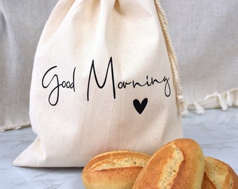 Brötchenbeutel aus Baumwolle | personalisierter und nachhaltiger Brotbeutel | "Good Morning"