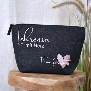 personalized bag made of felt | Teacher with heart and name | Glitter | Teacher gift farewell