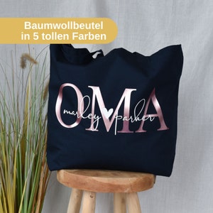 großer Baumwollbeutel OMA mit den Namen der Enkelkinder personalisiertes Geschenk der Enkel Geschenkidee Shopper Tasche Bild 1