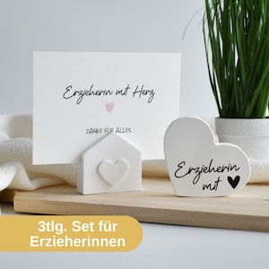 Geschenkset "Erzieherin mit Herz" | Geschenk zum Abschied | kleines Abschiedsgeschenk für Erzieherinnen | Herz und Karte