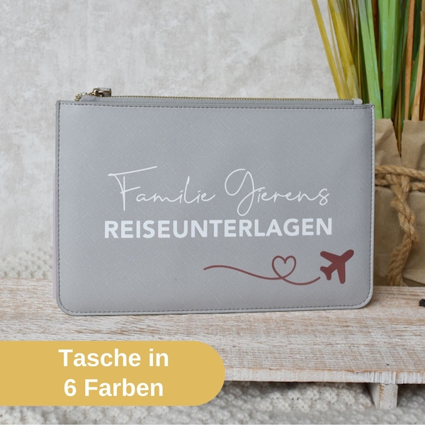 Tasche für Reiseunterlagen mit dem Familiennamen "Flugzeug" | Dokumententasche im Leder-Look | Reisedokumente