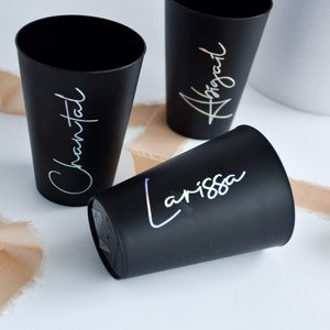 personalized cup in black for the JGA | Reusable cups with names for a bachelorette party for women