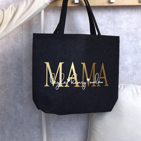 Maxi felt shopper personalized | Mom with the names of the children | Gift idea Mother's Day | Gift Birthday gift bag birthday
