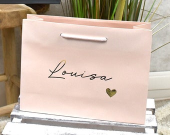 personalisierte Geschenktüte "Kalligrafie" | Geschenkverpackung mit Namen | Spiegelfolie | Geschenktasche mit Namen zur Hochzeit