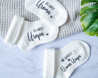 Baby-Socken Geschenk für Uroma & Uropa | Schwangerschaftsverkündung | Großeltern