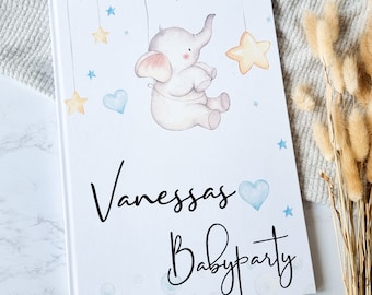 Babyparty - Gästebuch kleiner Elefant mit Namen