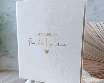 personalisiertes Stammbuch | Leinen-Ordner für Familien-Dokumente | Geschenk zur Hochzeit Standesamt | Geburtsurkunden | Hochzeitsgeschenk 2