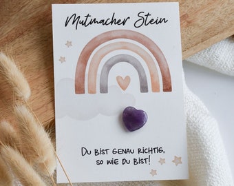 Geschenk Glücksbringer für Kinder | Regenbogen Neutral | Mutmacher Stein Affirmation | Mutstein Einschulungsgeschenk für Schulkinder 2024