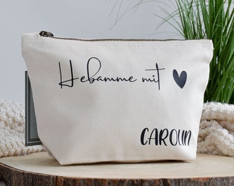 personalisierte Tasche aus Canvas-Baumwolle | Hebamme mit Herz und Namen | Hebammen Geschenk