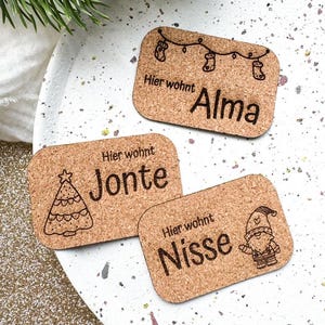 Gnome doormat with name made of cork | Miniature doormat personalized with your desired text | Gnome accessories for the gnome house made of wood