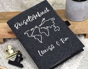 personalisiertes Notizbuch aus Filz | Reisetagebuch mit Namen | Travel Journey