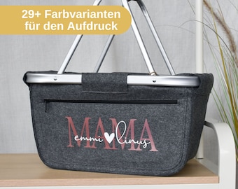 Einkaufskorb aus Filz personalisiert | Mama mit den Namen der Kinder | Geschenk zum Geburtstag | Geschenkidee Muttertag - beste Mama