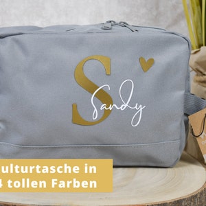 großer personalisierter Kulturbeutel mit Initialen und Namen Kosmetiktasche für Damen & Herren Geschenk Freundin, Schwester, Mama Bild 1