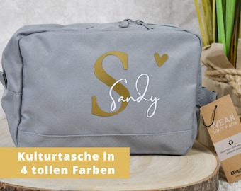 großer personalisierter Kulturbeutel | mit Initialen und Namen | Kosmetiktasche für Damen & Herren | Geschenk Freundin, Schwester, Mama