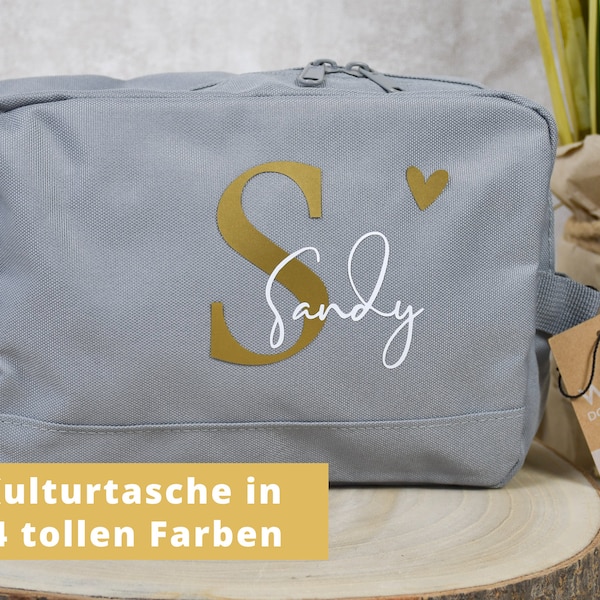 großer personalisierter Kulturbeutel | mit Initialen und Namen | Kosmetiktasche für Damen & Herren | Geschenk Freundin, Schwester, Mama