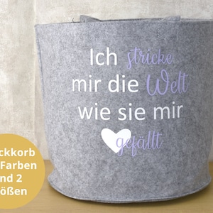 Strickkorb Ich stricke mir die Welt... Aufbewahrung für Wolle Utensilo zum Stricken oder Häkeln Geschenkidee Bild 1