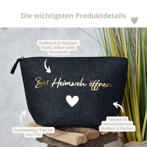 Geschenk gegen Heimweh Filz Tasche als Geschenkidee zum Auszug, Auslandssemester oder Au Pair Erinnerungen an die Heimat Bild 2