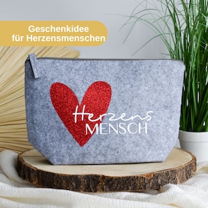 Geschenk für die beste Freundin | Filztasche als Geschenkidee "Herzensmensch" | kleines Geschenk als Danke zum Geburtstag