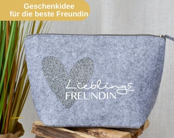 Geschenk für die beste Freundin | Filztasche als Geschenkidee "Lieblingsfreundin" | kleines Geschenk als Danke zum Geburtstag