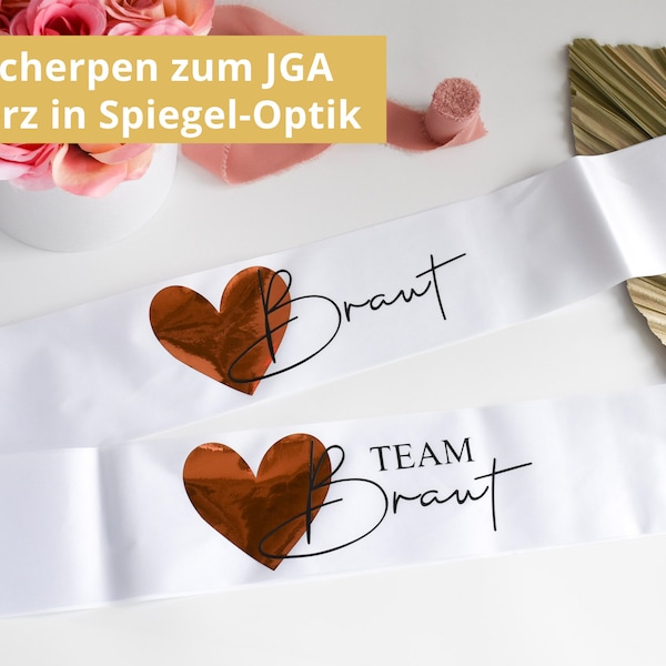 Personalisierte Schärpen zum JGA | Braut & Team Braut mit Herz | Brautparty Accessoires | Junggesellinenabschied Schärpe