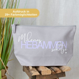 Geschenk - Hebammenschätze mit Namen | Geschenkidee zum Abschied Hebamme | personalisierte Tasche aus Canvas-Baumwolle | Kosmetiktasche