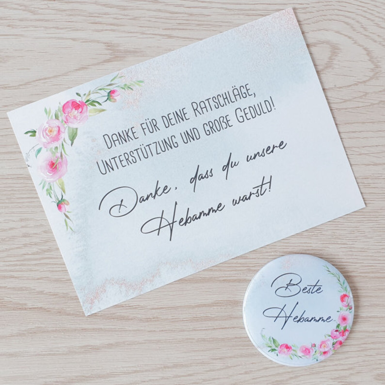 Dankeschön Set für die Hebamme Dankeskarte und Etsy.de