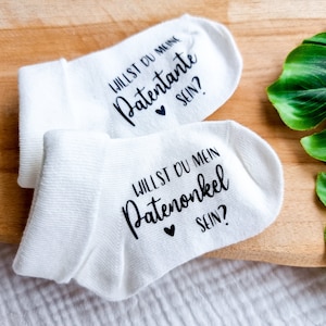 Baby-Socken Geschenk für Paten | Willst du meine Patentante - Patenonkel sein? | Schwangerschaftsverkündung