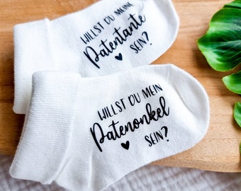 Baby-Socken Geschenk für Paten | Willst du meine Patentante - Patenonkel sein? | Schwangerschaftsverkündung