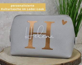 personalized cosmetic bag for women | Letter and name | Make-up bag for women | Toiletry bag in leather look