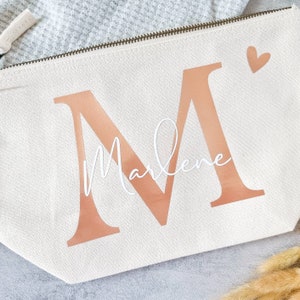 personalisierte Tasche aus Canvas-Baumwolle Buchstabe und Namen Kosmetiktasche mit Initialien afbeelding 10