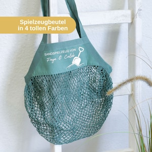 personalized bag for sand toys | Mesh bag for sand toys | Playground bag or digging bag for children with name