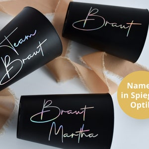 personalized cup in black for the JGA | Reusable cups with names for a bachelorette party for women