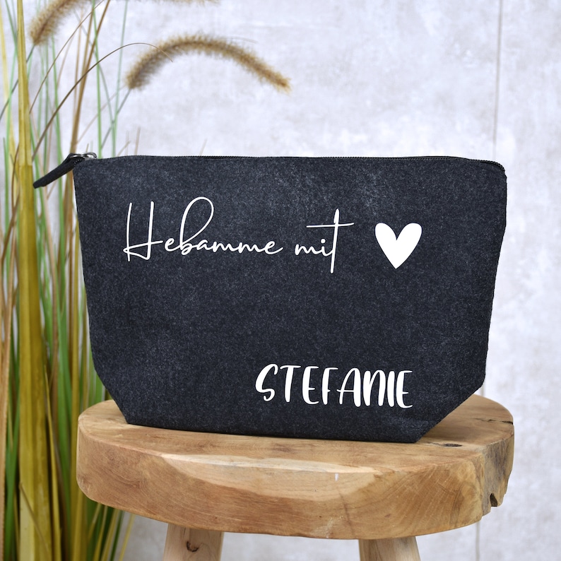 personalisierte Tasche aus Filz | Hebamme mit Herz und Namen | Hebammen Geschenk