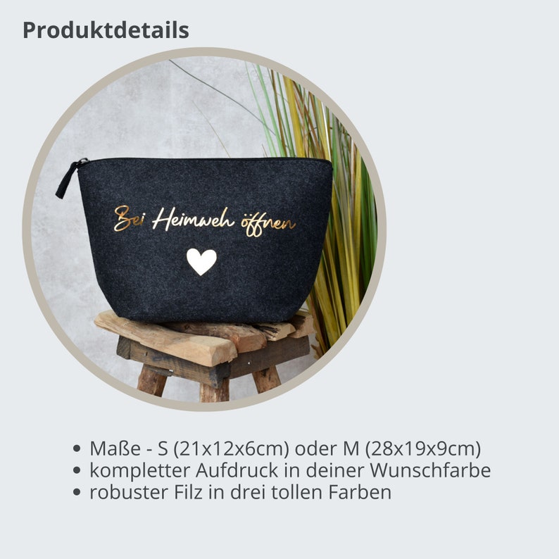 Geschenk gegen Heimweh Filz Tasche als Geschenkidee zum Auszug, Auslandssemester oder Au Pair Erinnerungen an die Heimat Bild 3