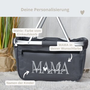 Personalisierter Einkaufskorb Mama mit den Namen der Kinder Geschenkidee zum Muttertag Geschenk Geburtstag beste Mama Markttasche Bild 2