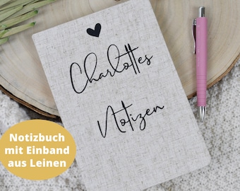 Notizbuch A5 Leinenumschlag | personalisiert mit dem Namen | Geschenkidee