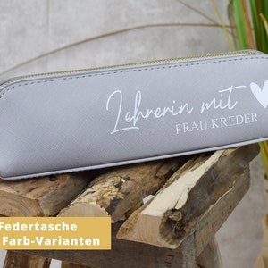 Personalized pencil case | “Teacher with heart” | with the teacher's name | Farewell gift idea | Pencil case for teachers