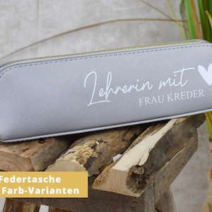 Personalisierte Federtasche | &quot;Lehrerin mit Herz&quot; | mit dem Namen der Lehrerin | Geschenkidee zum Abschied | Mäppchen für Lehrer