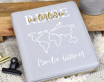 Organizer für Reiseunterlagen für die Familie | Travelorganizer personalisiert | Dokumentenmappe oder Uheft Mappe | Geschenk mit dem Namen