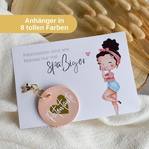 kleines Geschenkset für die Patentante | Schlüsselanhänger im Lederlook und Karte | Patentante fragen | Geschenk Taufe Patin