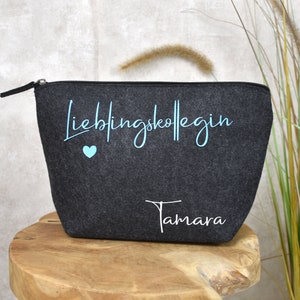 Geschenk für die beste Kollegin | personalisierte Kosmetiktasche Filz | Geschenkidee Lieblingskollegin mit | Abschied oder Geburtstag