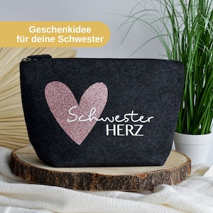 Geschenk für deine Schwester | Filztasche als Geschenkidee "Schwesterherz" | kleines Geschenk als Danke zum Geburtstag