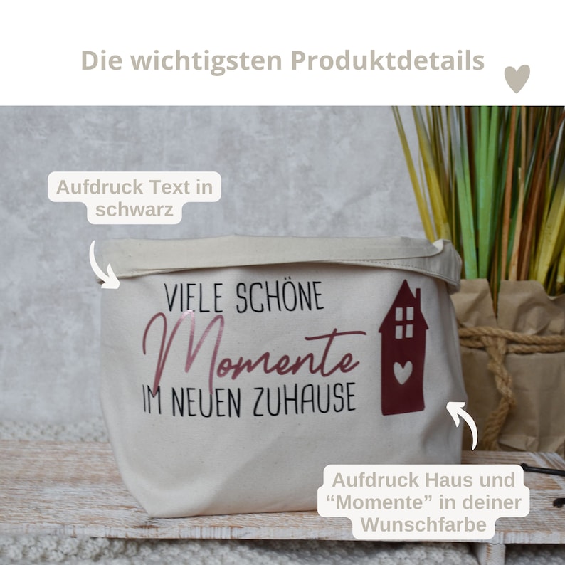 Geschenkidee zum Einzug oder Umzug Brotkorb personalisiert Brötchenkorb Einzugsgeschenk Viele schöne Momente im neuen Zuhause Bild 2