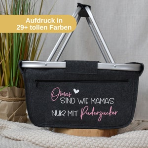 Einkaufskorb aus Filz personalisiert | Omas sind wie Mamas nur mit Puderzucker | Geschenk für die Oma | Geburtstagsgeschenk